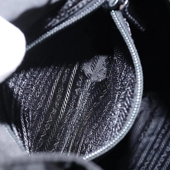PRADA Embossing Backpack Nylon Black Silver